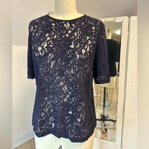 Lace is in! Max &Co Woman blue lace top